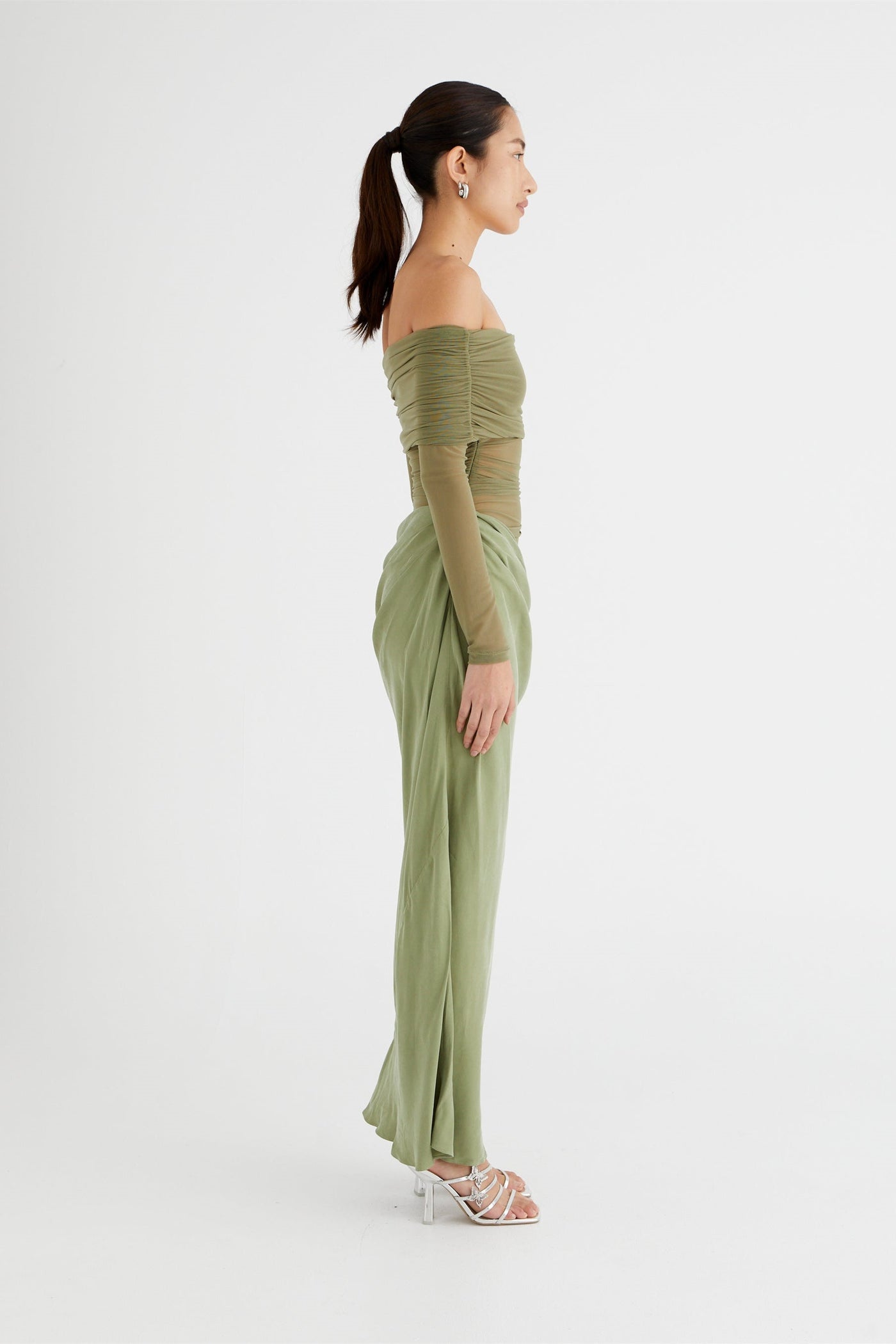 Lillian Off Shoulder Sheer Maxi Mesh Dress 9