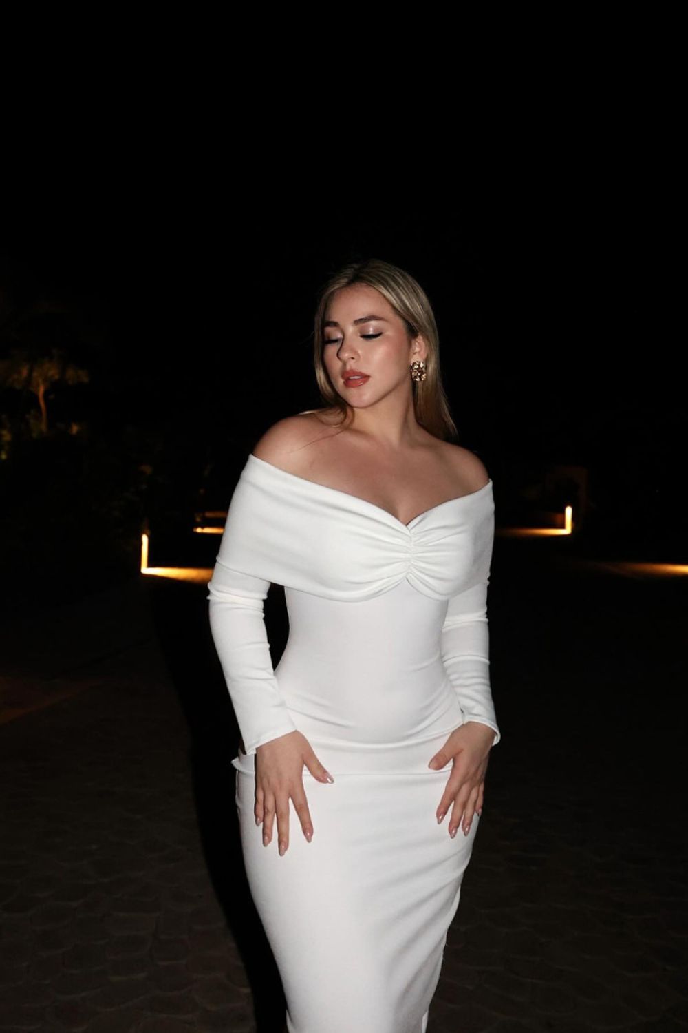 Off Shoulder Ruched Fold Long Sleeve Mermaid Maxi Dress 3