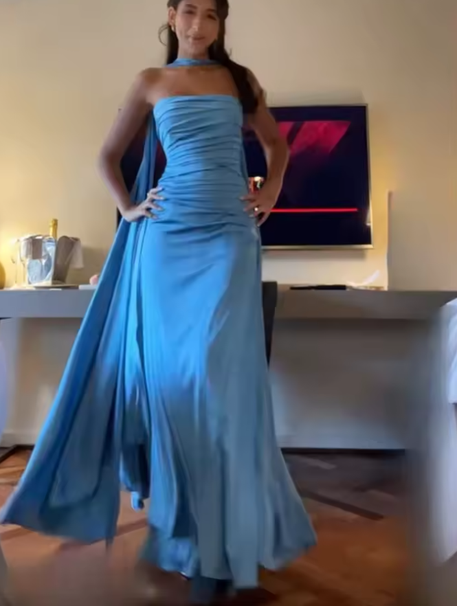 Chic Blue Long Prom Dress,Blue Evening Dress cc1371