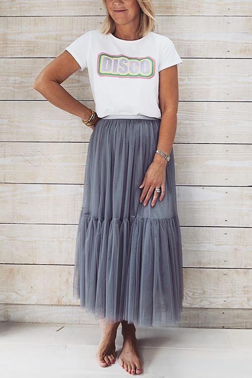 Patchwork Gauze Bubble Skirt