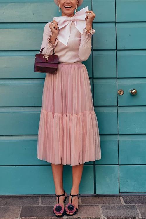 Patchwork Gauze Bubble Skirt