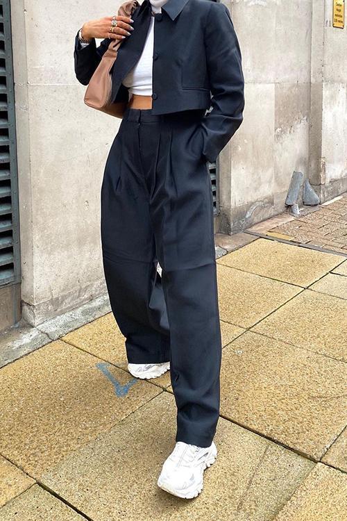 Pockets Wide Leg Pants