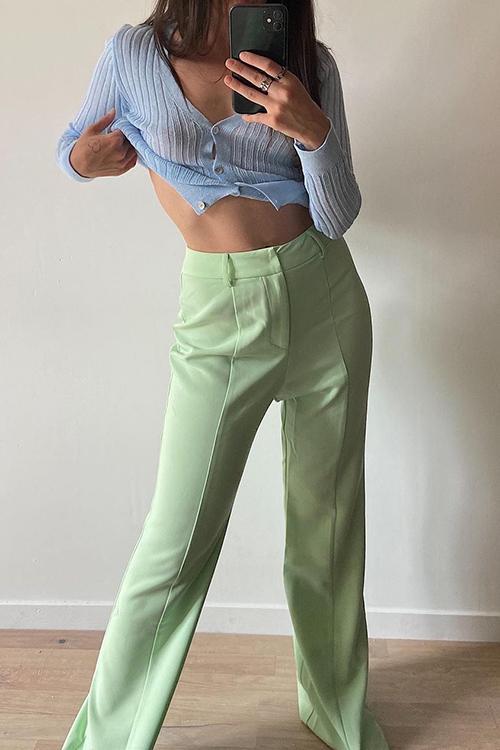 Pockets Wide Leg Pants