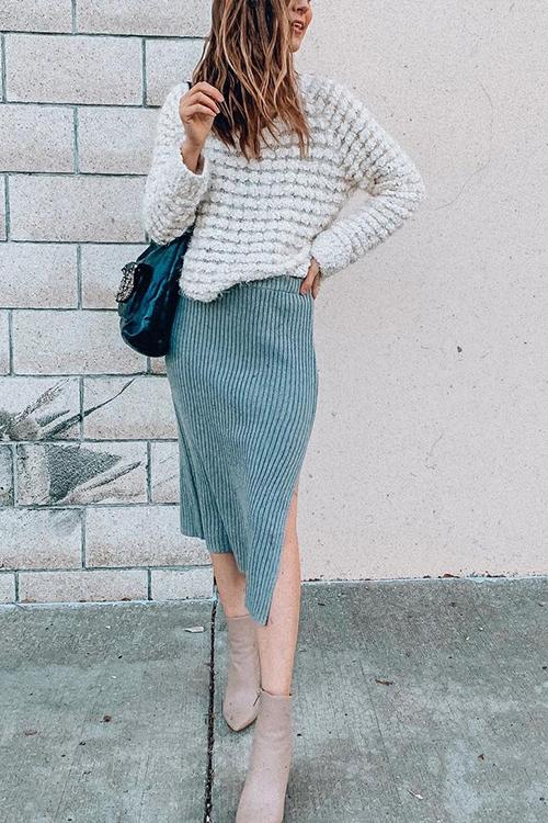 Knit Slit Bodycon Skirts
