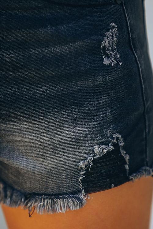 Ripped Raw Edge Denim Shorts