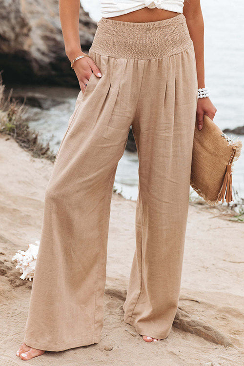 Linen Pocketed Smocked Pants
