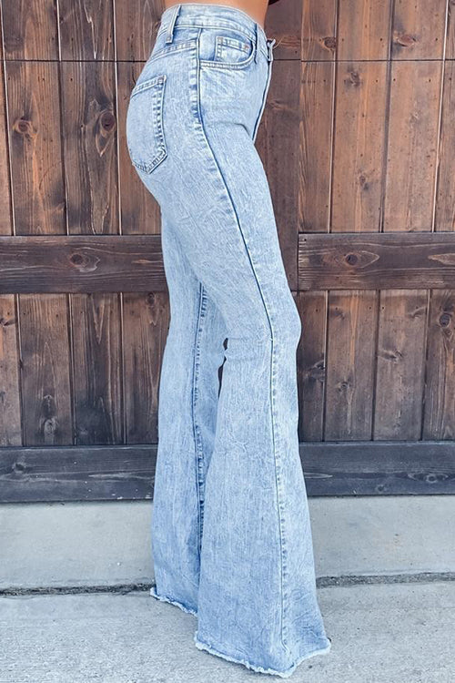 Flare To Be Different Acid Wash Bell Jeans