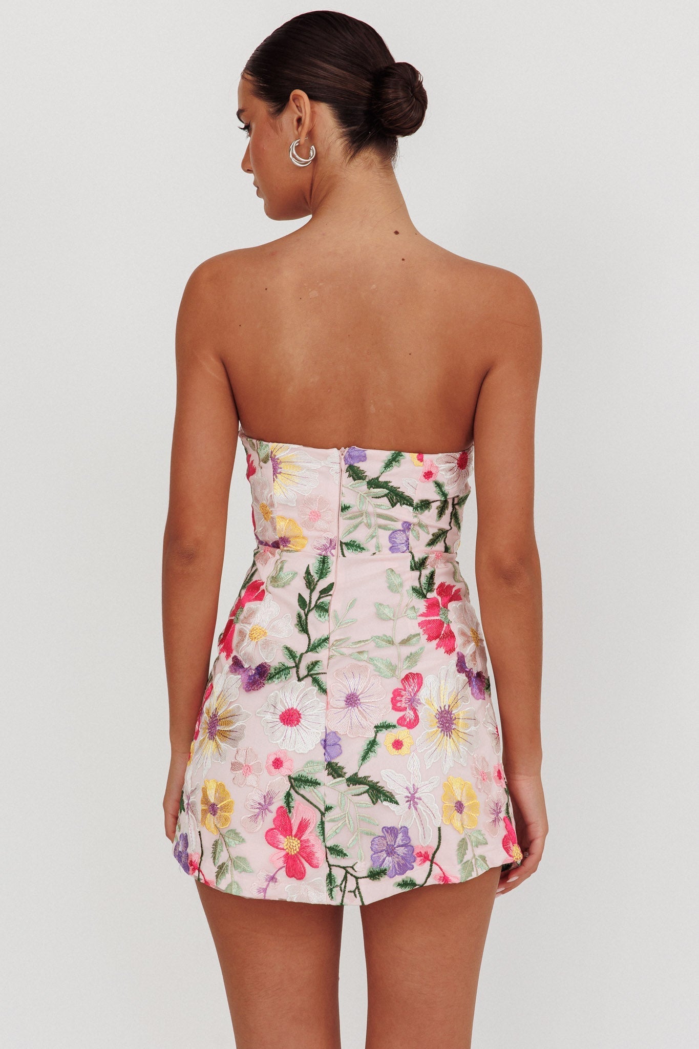 Floral Appliqué Strapless Mini Dress 2