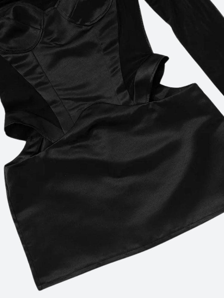 Baddie Cut Out Sheer Mini Dress in Black - View 5