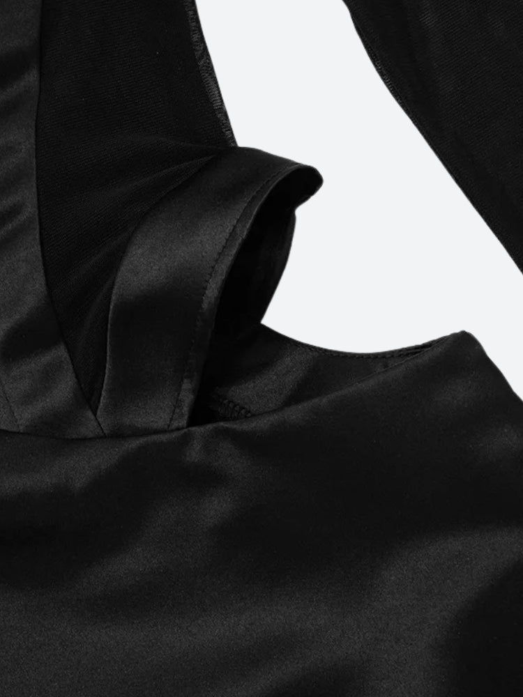 Baddie Cut Out Sheer Mini Dress in Black - View 6