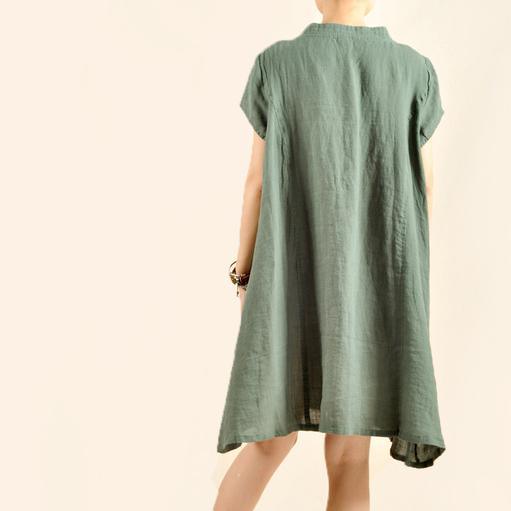 Bea-green plus size cotton sundress linen dress