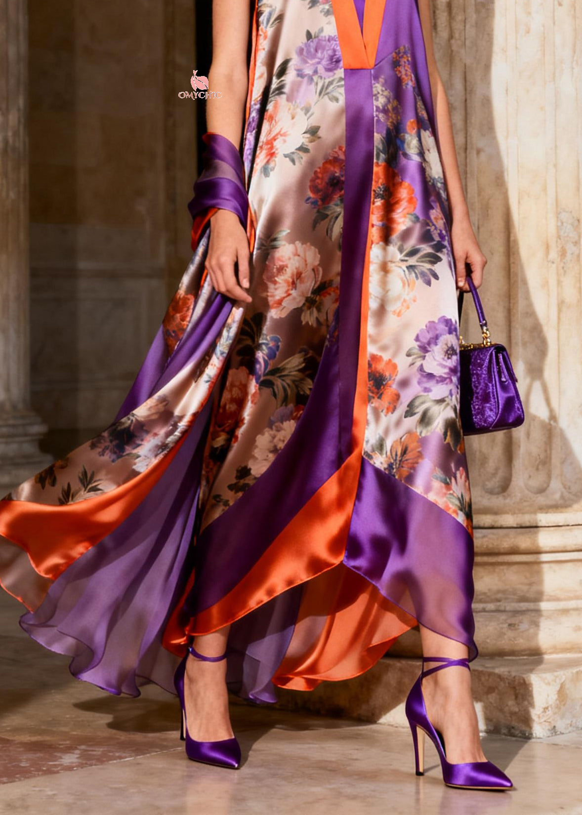 Beautiful Purple V Neck Chiffon Maxi Spaghetti Strap Dresses Summer 4