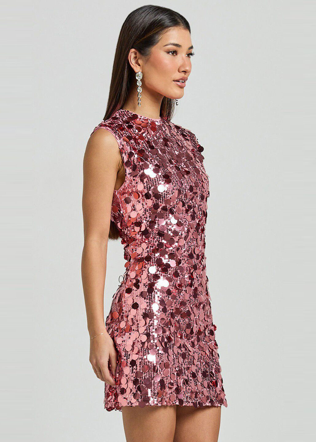 Sequin Crew Neck Sleeveless Bodycon Mini Party Dress