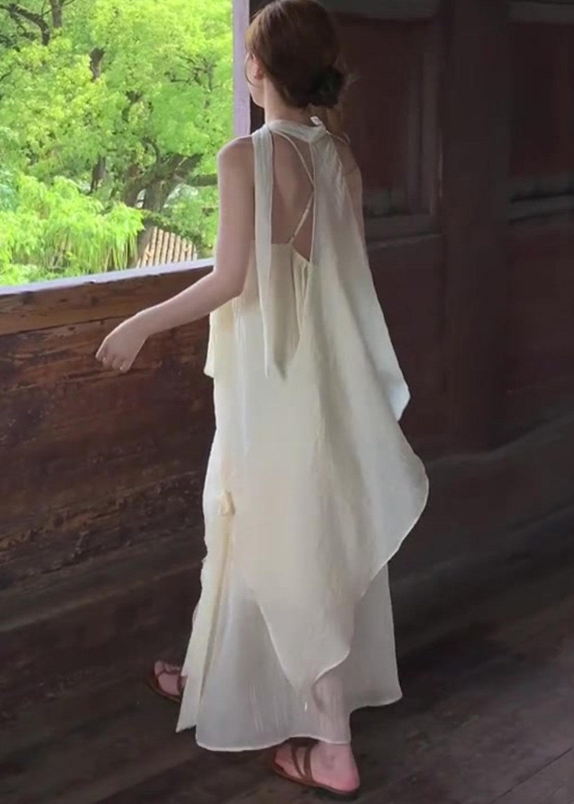 Chiffon Square Neck Ruched Asymmetric Slip Maxi Two Piece Set
