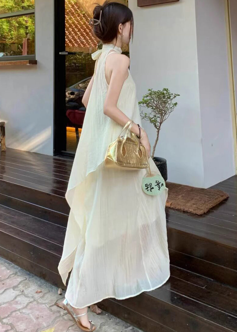 Chiffon Square Neck Ruched Asymmetric Slip Maxi Two Piece Set