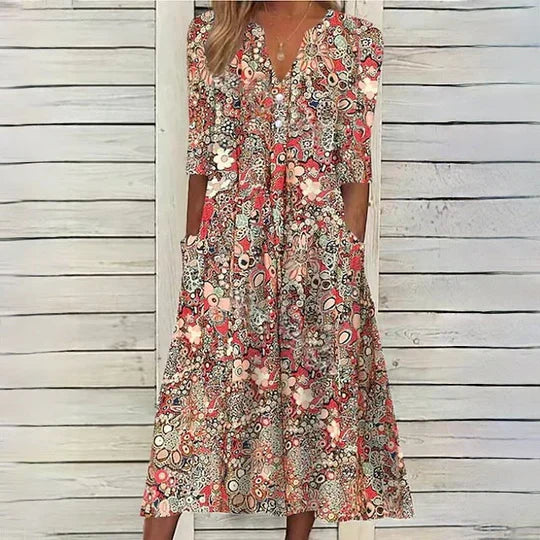 Natividad Effortless Hannah Flower Midi Dress Evening Wear Edit