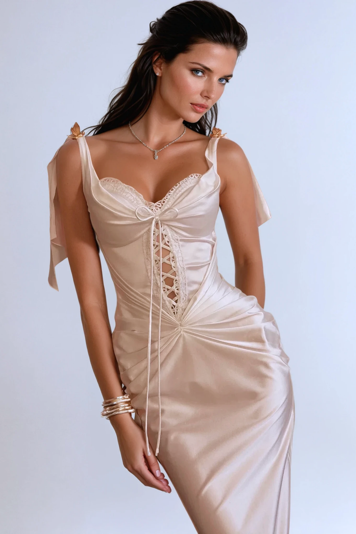 Satin Beowulf Corset Midi Dress