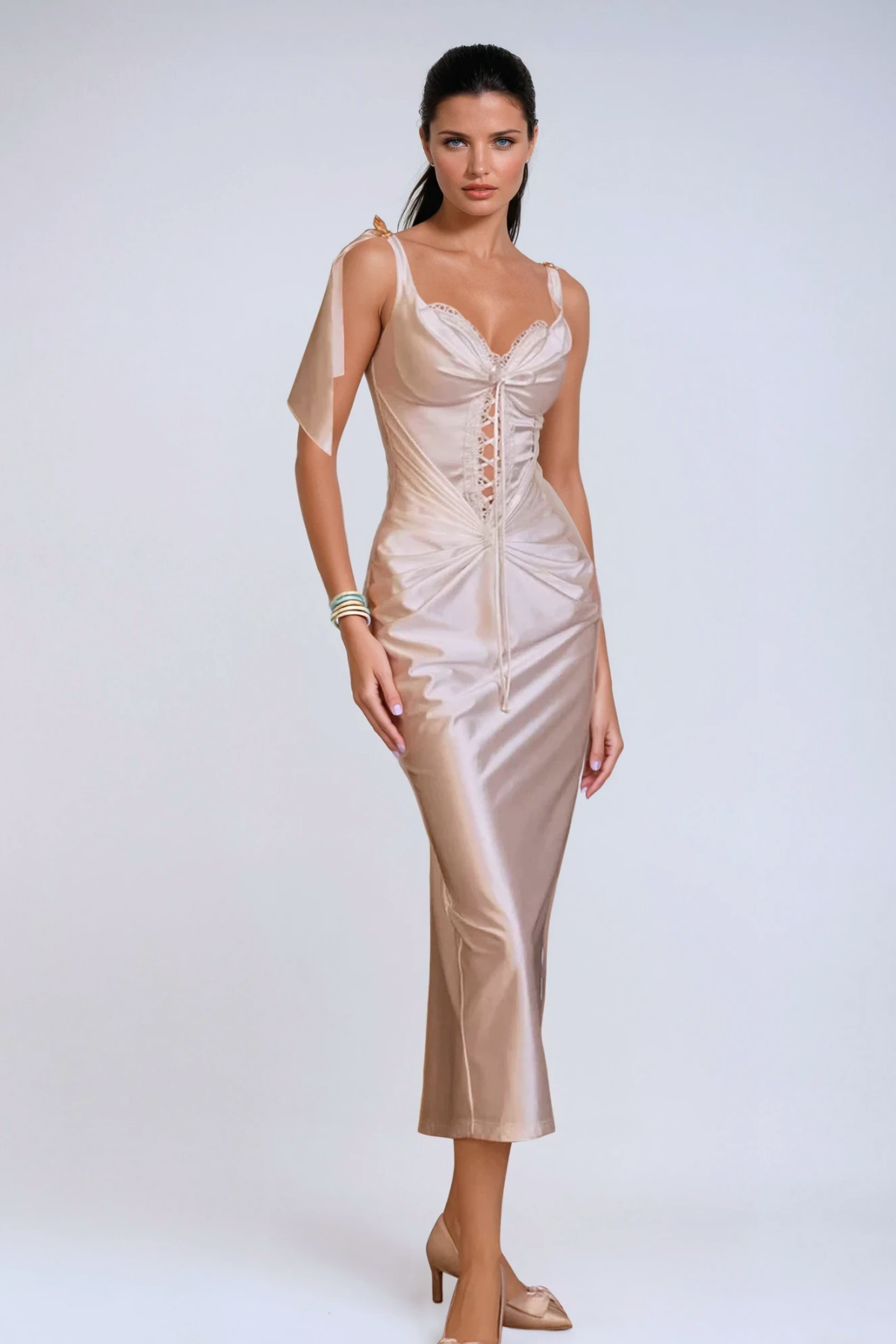 Satin Beowulf Corset Midi Dress