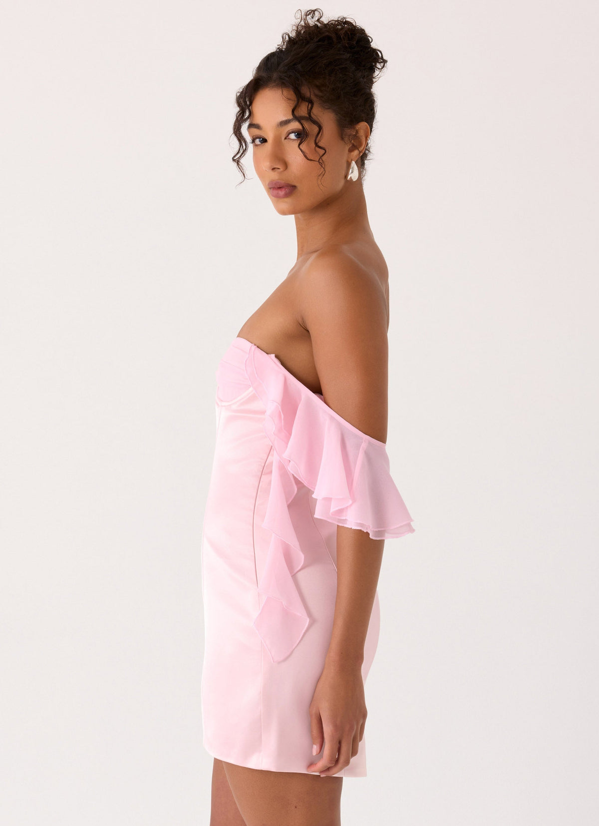 Strapless Bustier Ruffle Off Shoulder Sleeve Bodycon Mini Dress 4