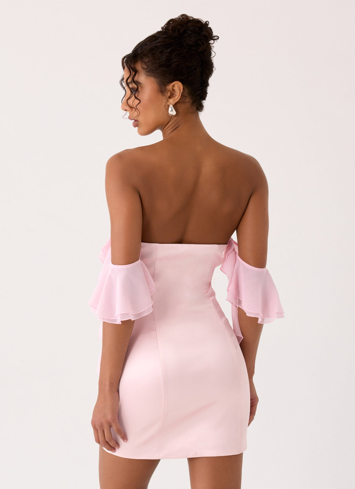 Strapless Bustier Ruffle Off Shoulder Sleeve Bodycon Mini Dress 5