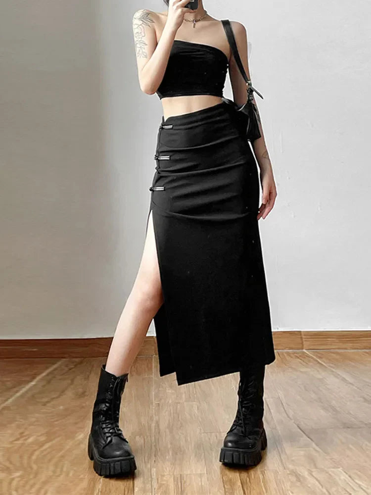 Sexy Split Black Casual AllMatch Hot Street Women's Skirt