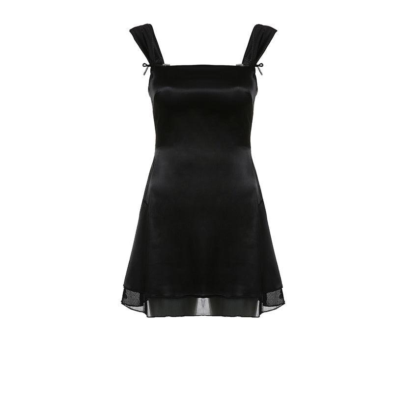 Tie Strap Square Neck Fit and Flare Tiered Hem Mini Dress