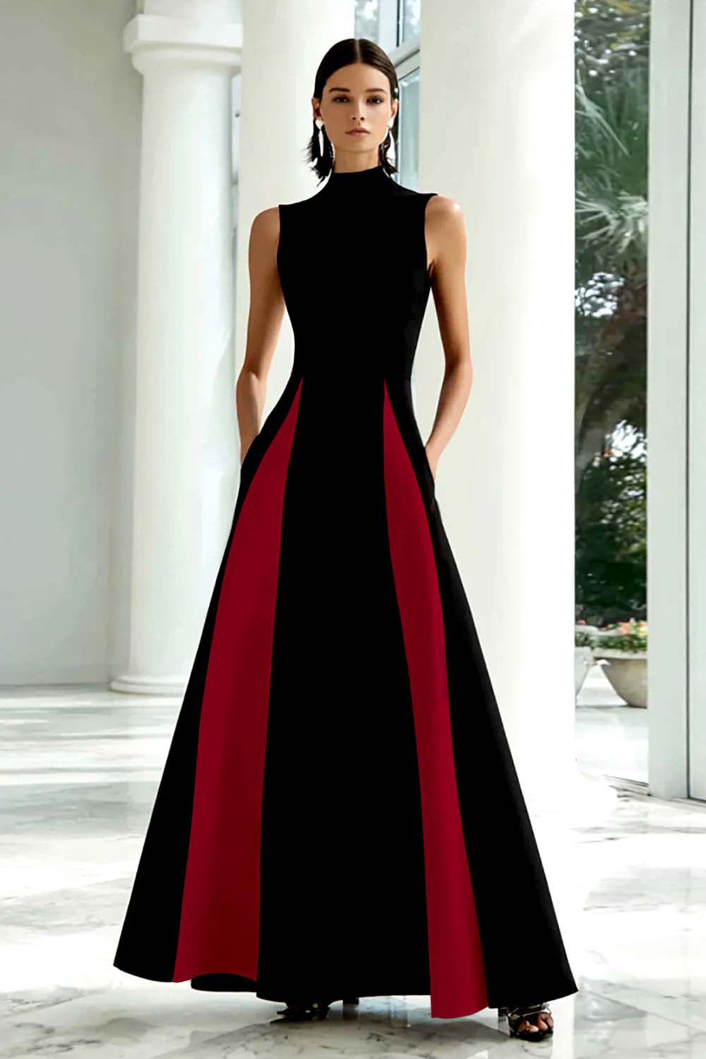 High Neck Sleeveless A-Line Maxi Gown 6