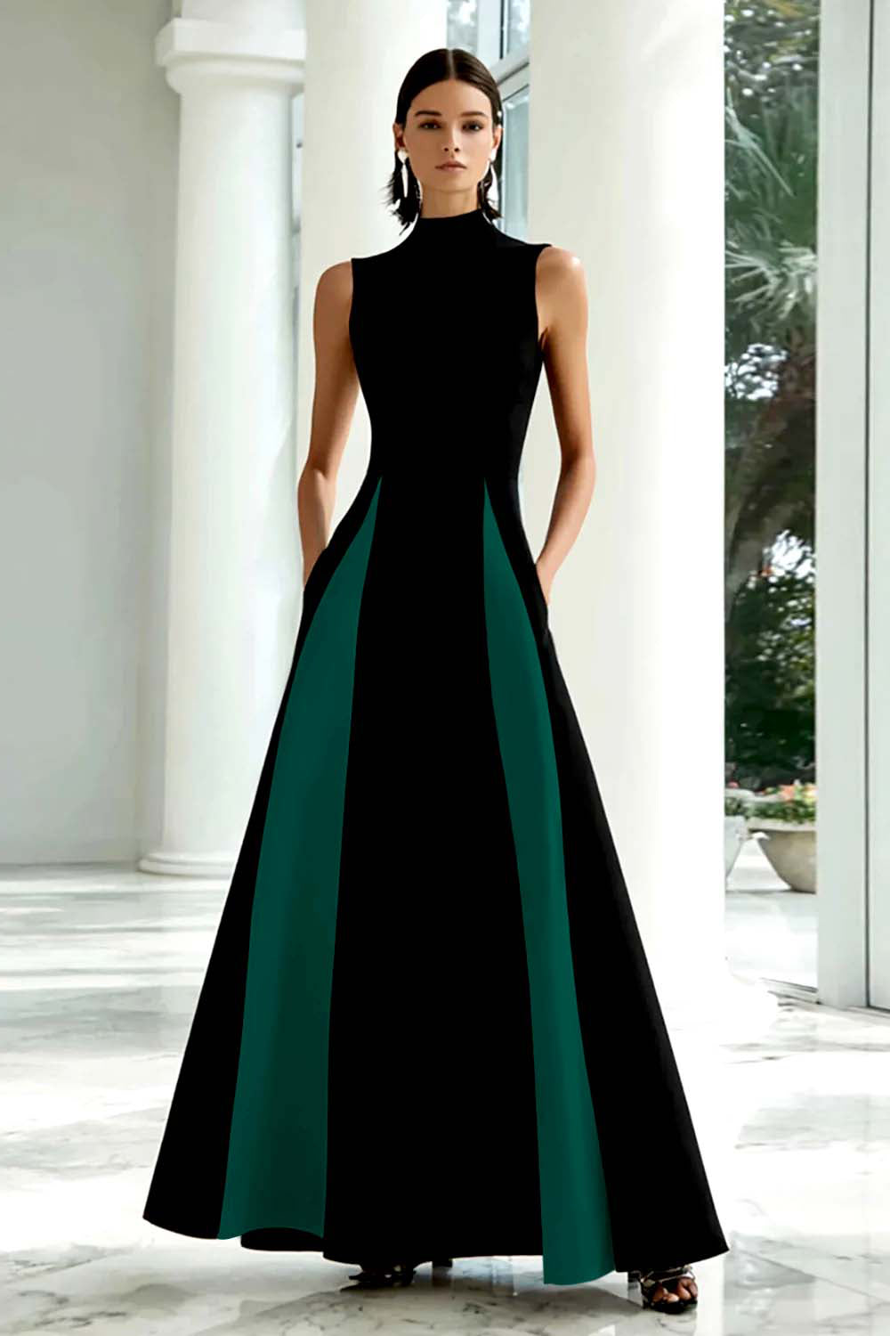 High Neck Sleeveless A-Line Maxi Gown 8
