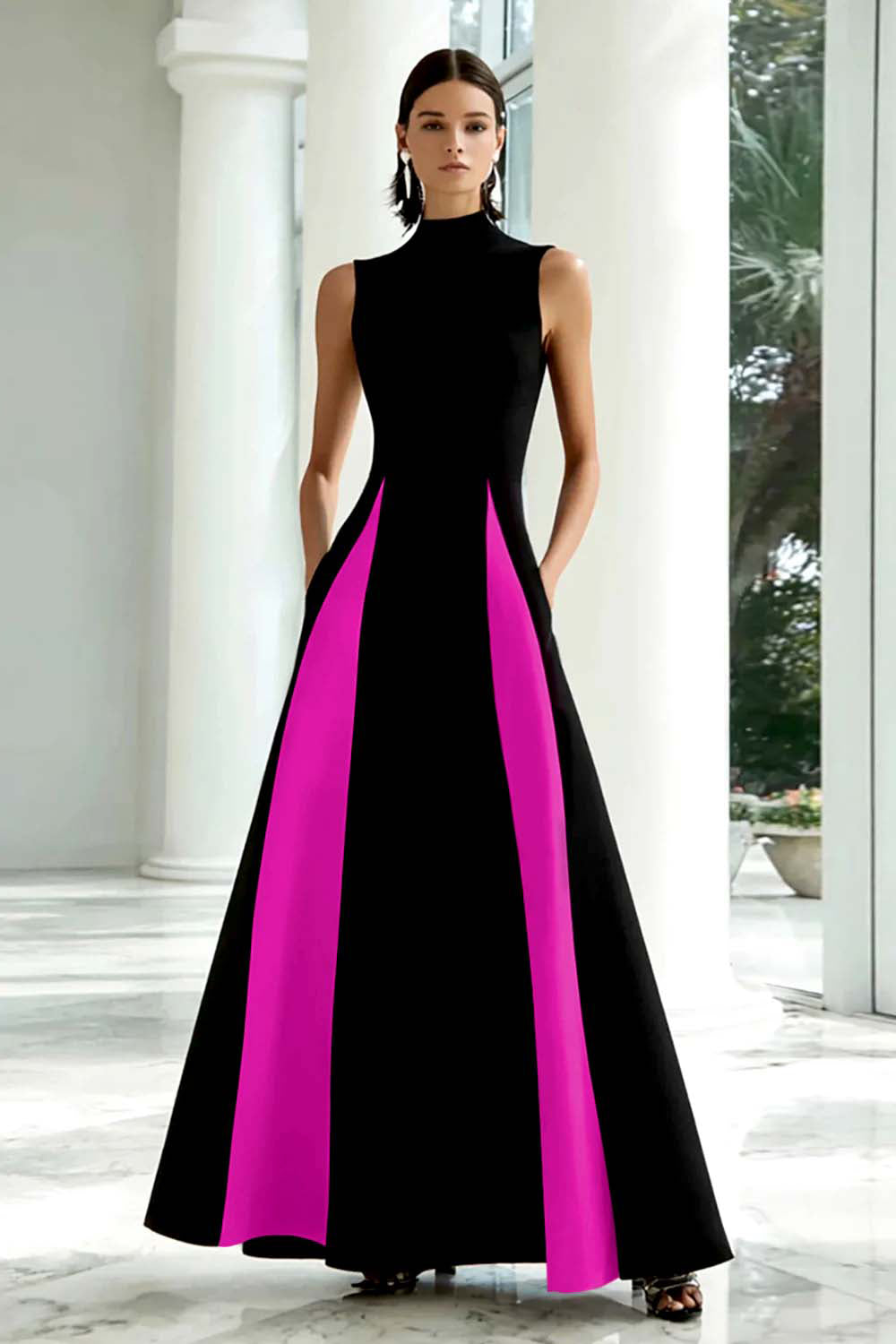 High Neck Sleeveless A-Line Maxi Gown 12