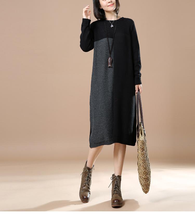 Black fine woman sweaters winter knit dresses