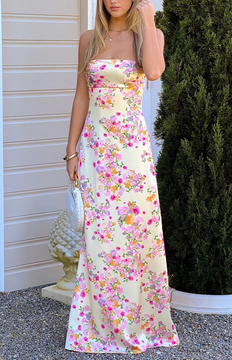 Floral Print Satin Cowl Neck Strappy Lace Up Back Maxi Dress 9