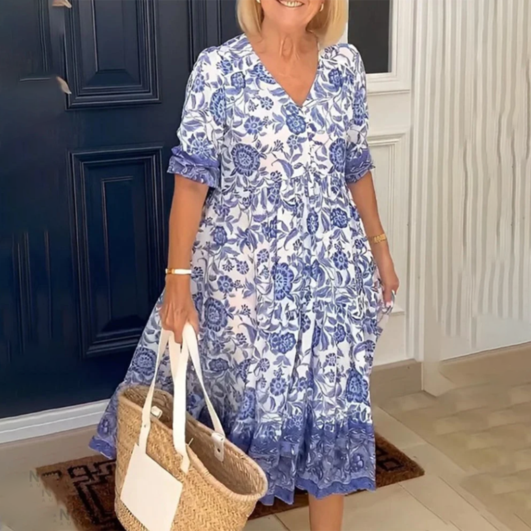 Nayan Elegant Spring Dress with V-neck for Women Versatile Daily Pick
