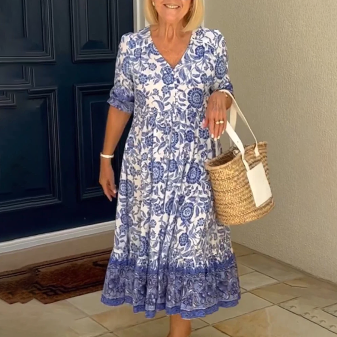 Nayan Elegant Spring Dress with V-neck for Women Versatile Daily Pick