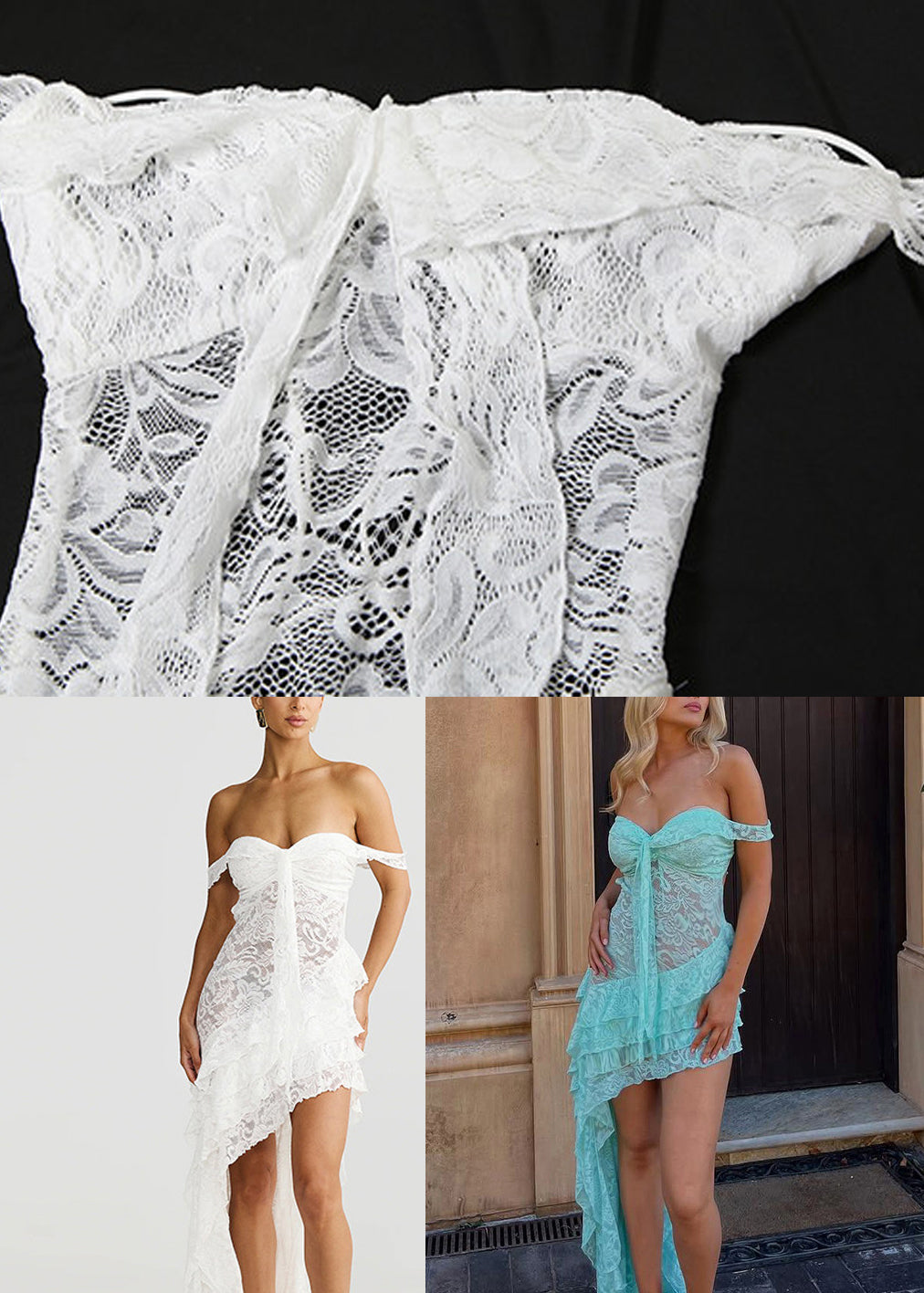 Blue Backless Sheer Lace Long Dress Sleeveless 5
