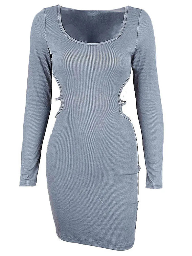 Blue Fashion Lace Up Backless V Neck Long Midi Dresses 3