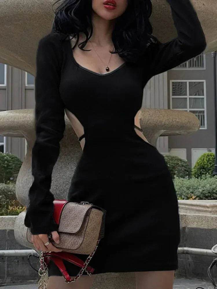 Blue Fashion Lace Up Backless V Neck Long Midi Dresses 6
