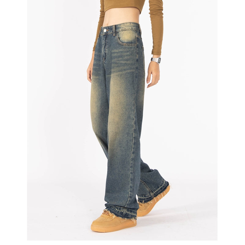 Vintage Washed Wide-Leg Denim Jeans