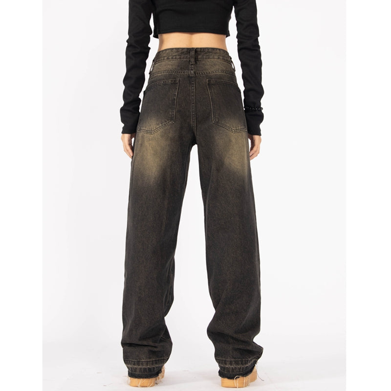 Vintage Washed Wide-Leg Denim Jeans