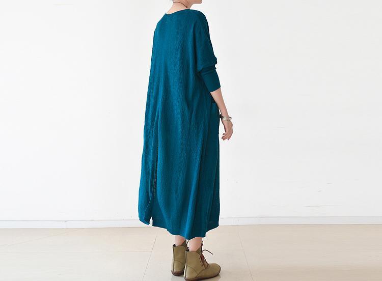 Blue caftans plus size spring knit dresses long causal clothing