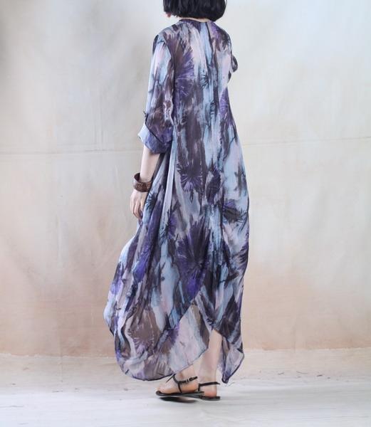 Chiffon Oversized Kaftan High Low Maxi Dress