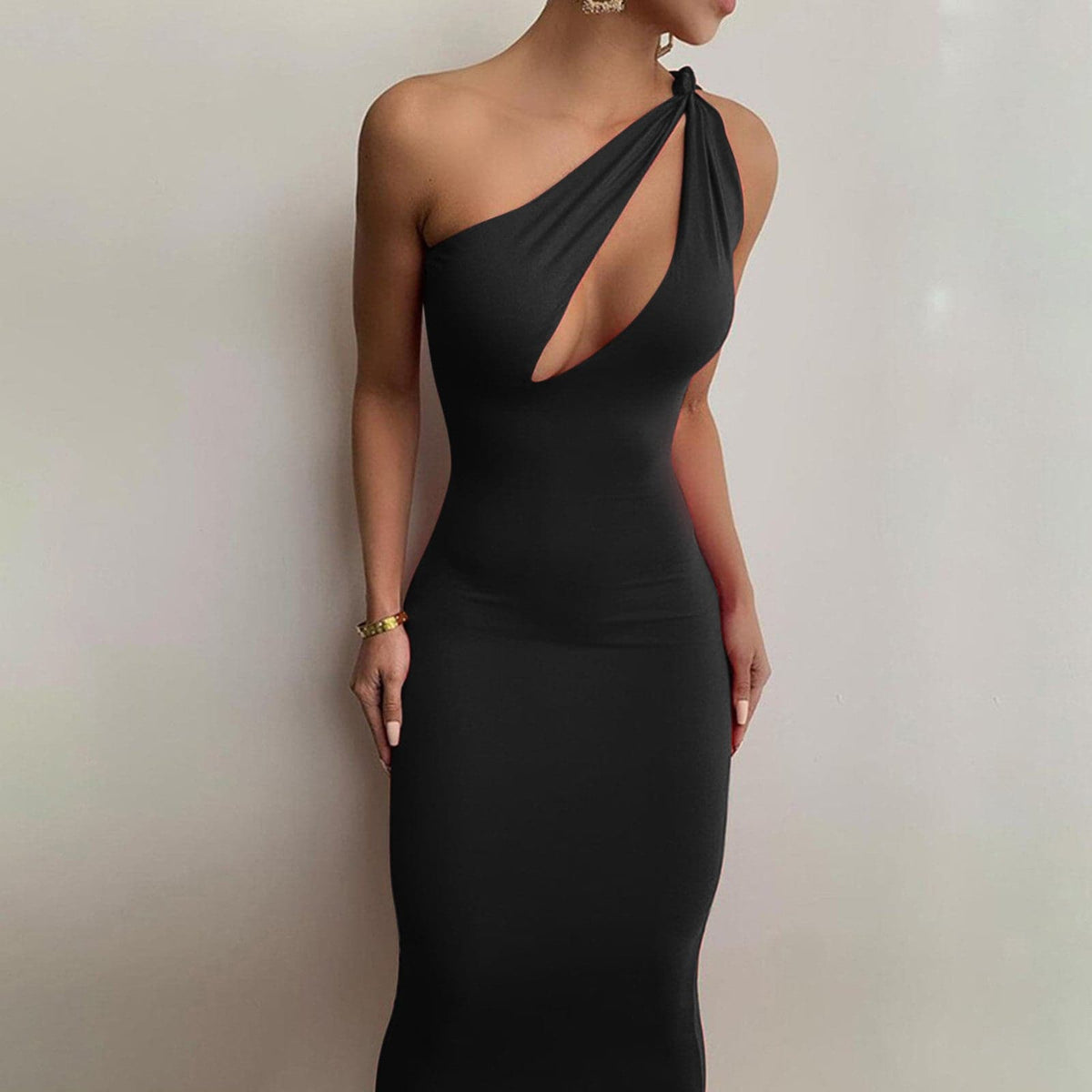 One Shoulder Cut Out Bodycon Maxi Dress