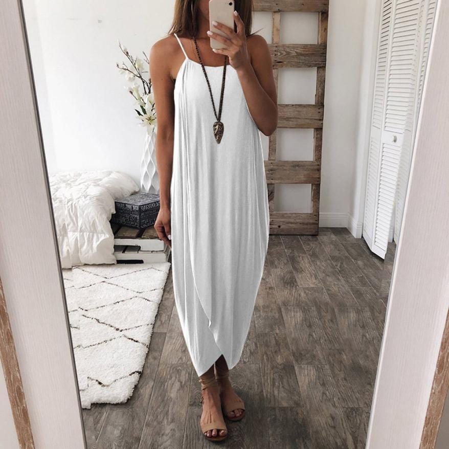 Spaghetti Strap Draped Slouchy Maxi Dress