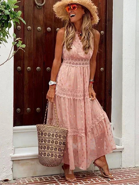 Paula Aesthetic Maxi Dress Boho Lace Statement Occasion Edit