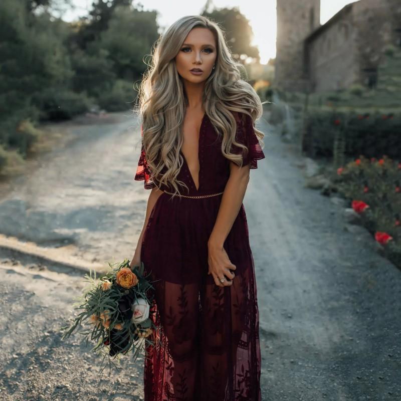 Lace Short Sleeve High Split Maxi Dress 5