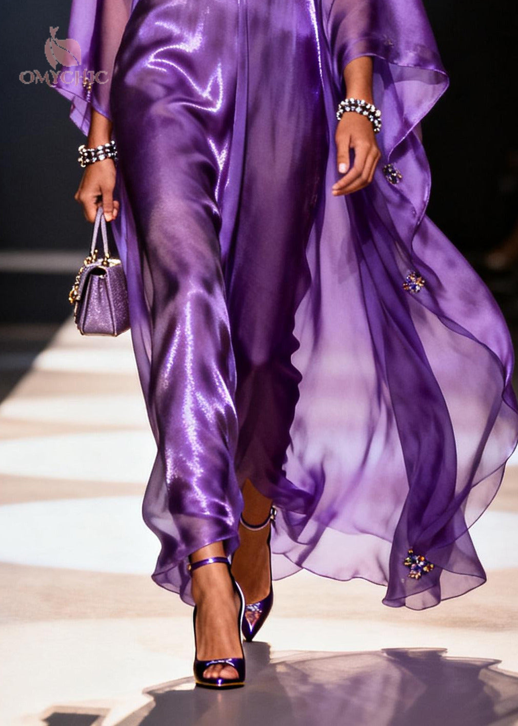 Boho Purple Oversized Draping Chiffon Long Dresses Summer