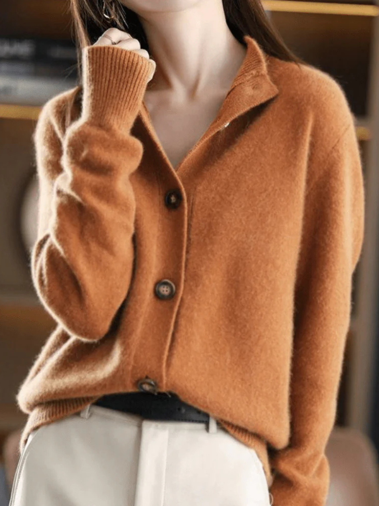 Mock Neck Button Front Oversized Sweater