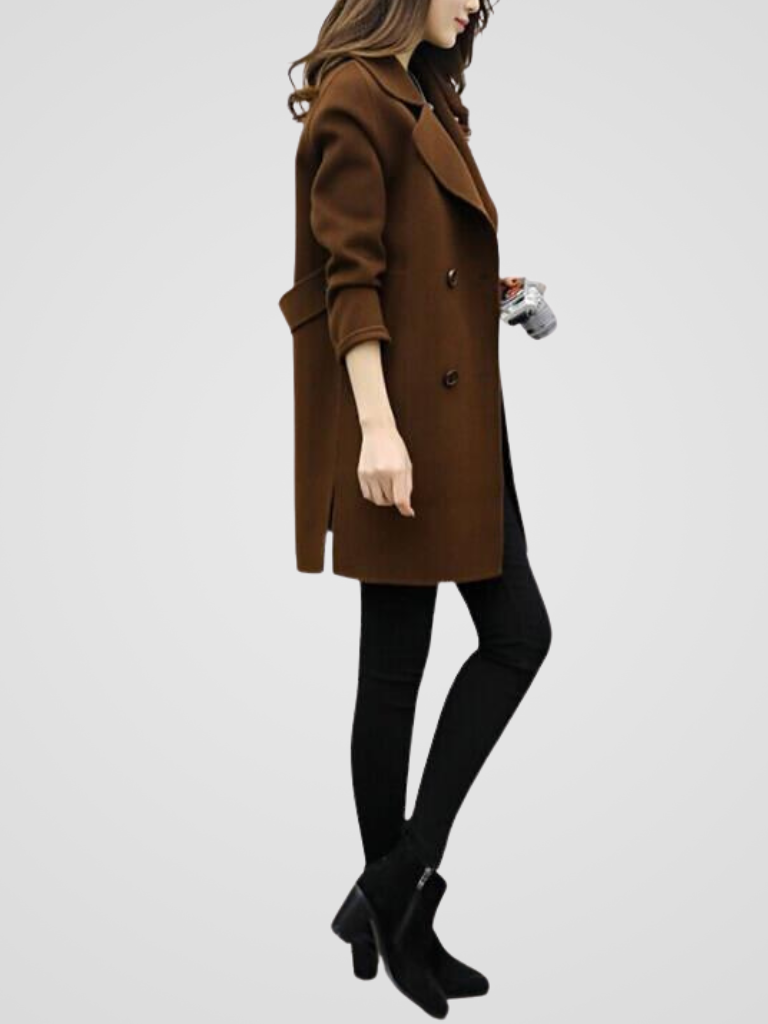 Lapel Double Breasted Longline Coat