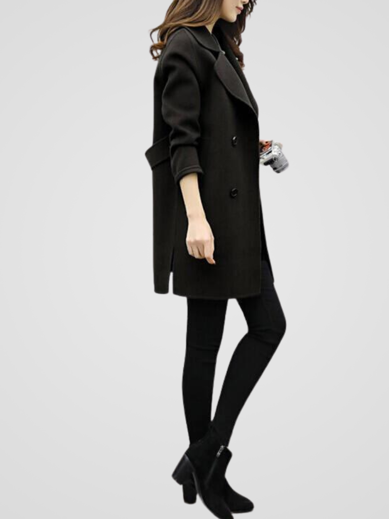 Lapel Double Breasted Longline Coat