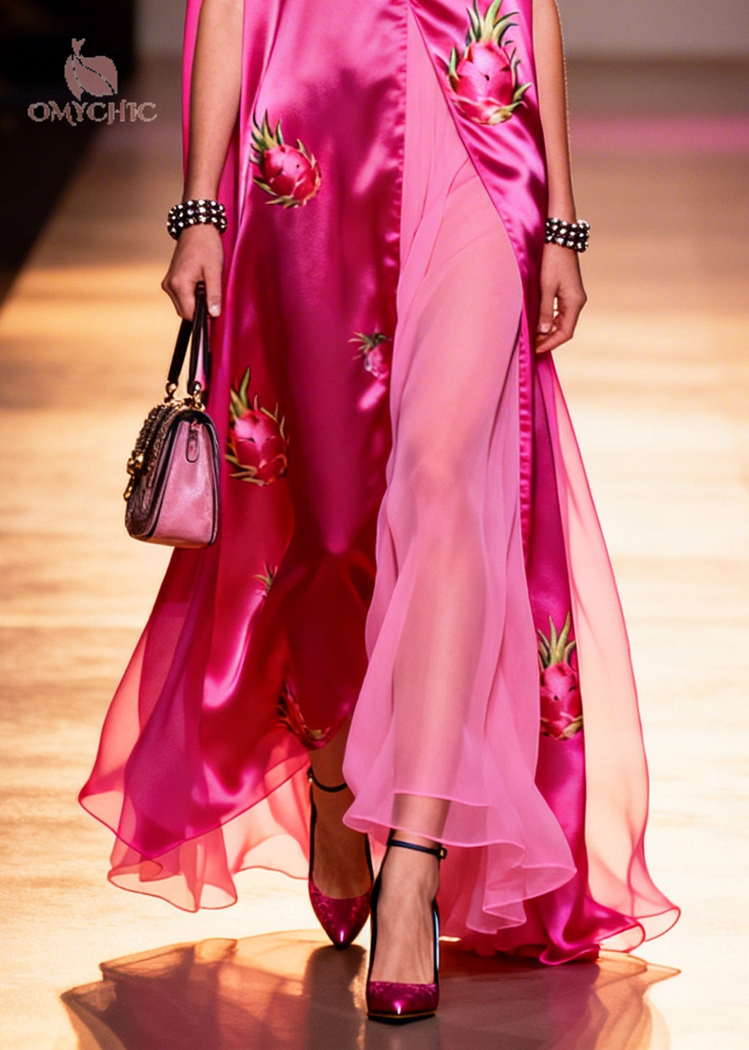 Boutique Rose Oversized Patchwork Chiffon Maxi Dresses Sleeveless - View 4