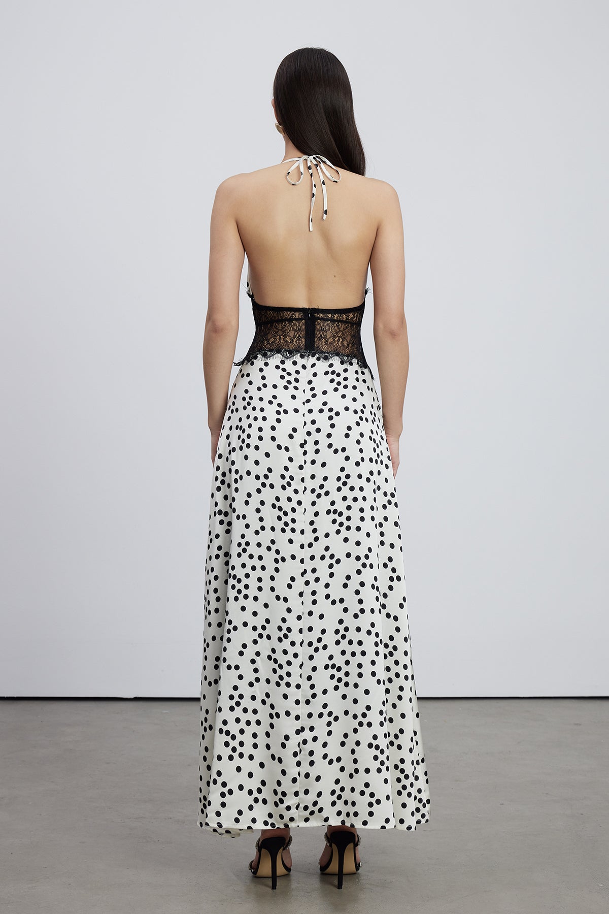 Bowie Lace Plunge Dot Maxi Dress - View 4